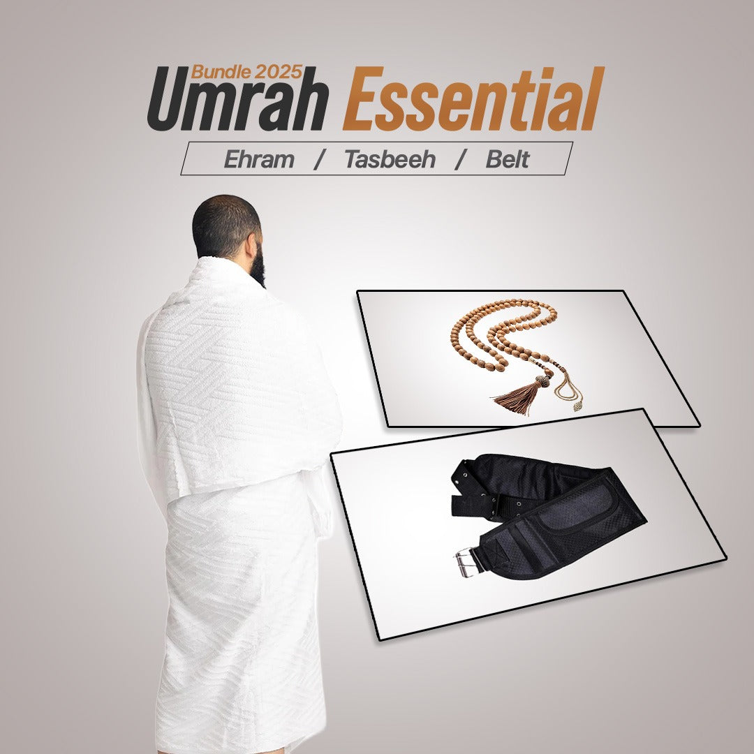 Hajj & Umrah Bundle - 100% Towel Ehram Belt & Tasbih